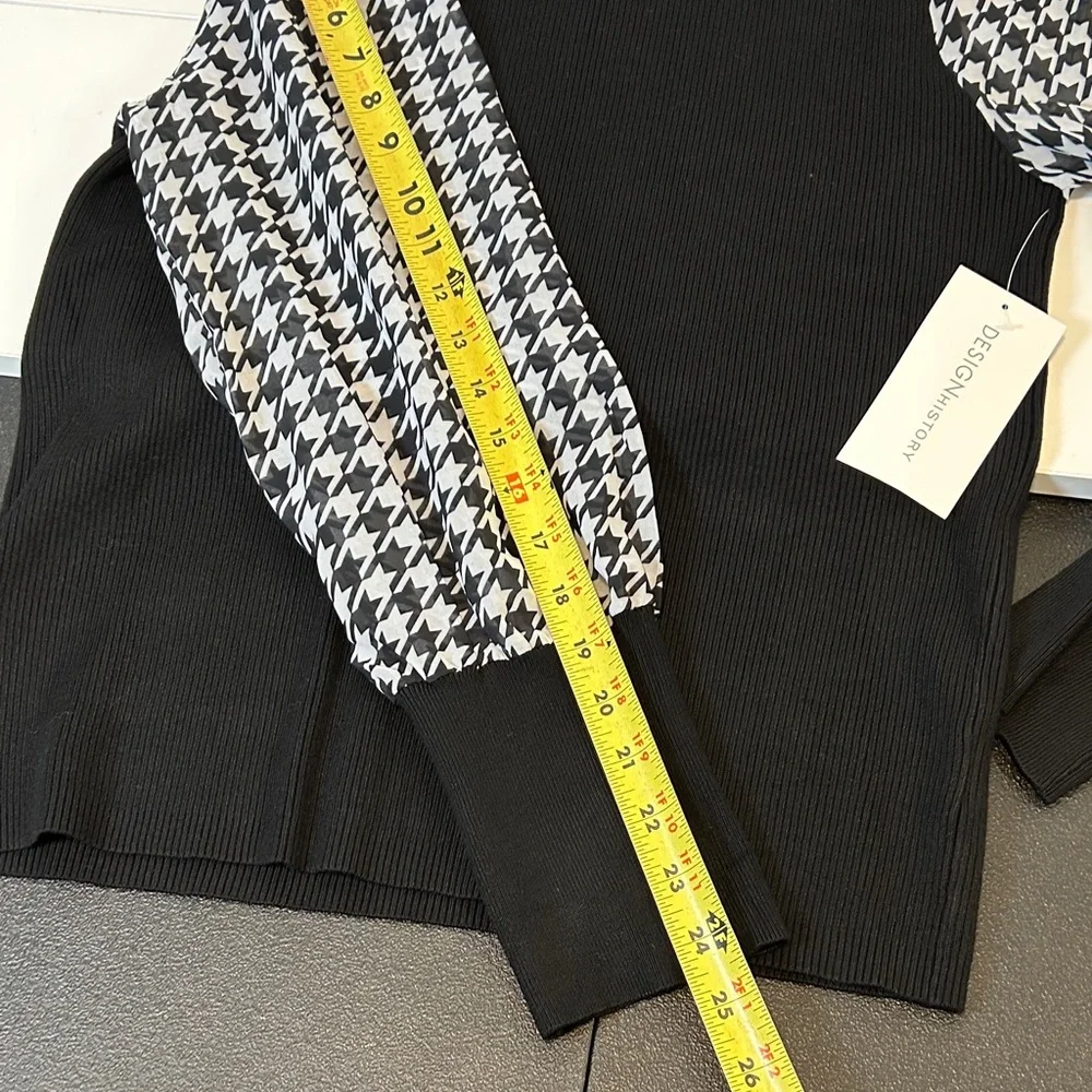 Design History Printed Houndstooth Chiffon Long Sleeve Sweater Women’s‎ Size - Picture 9 of 12